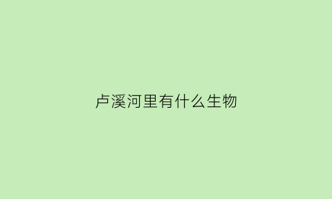 卢溪河里有什么生物(卢溪河可以放多久)