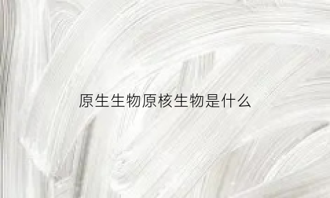 原生生物原核生物是什么