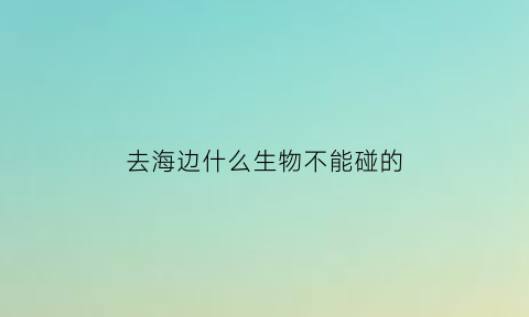 去海边什么生物不能碰的