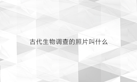 古代生物调查的照片叫什么