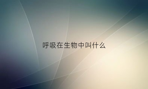 呼吸在生物中叫什么(呼吸在生物中叫什么反应)
