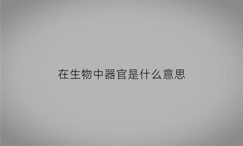 在生物中器官是什么意思