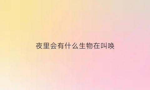 夜里会有什么生物在叫唤