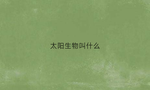 太阳生物叫什么(什么是太阳生物学)