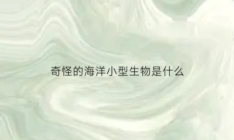 奇怪的海洋小型生物是什么