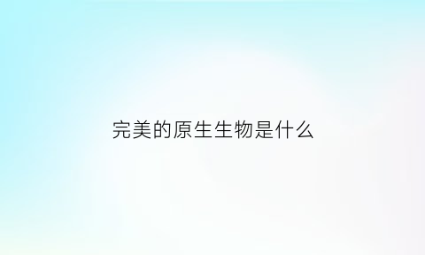 完美的原生生物是什么(原生生物的意思)