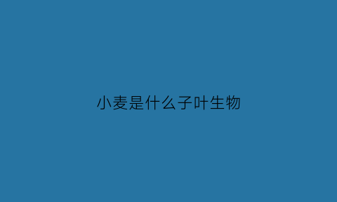 小麦是什么子叶生物(小麦是子叶出土还是子叶留土)