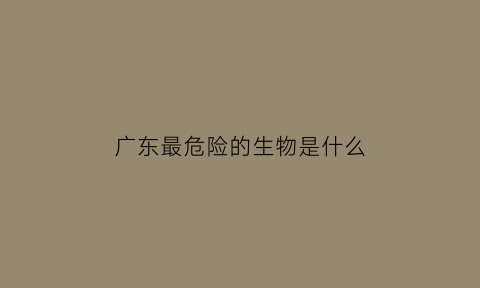 广东最危险的生物是什么(广东最危险的高速公路)