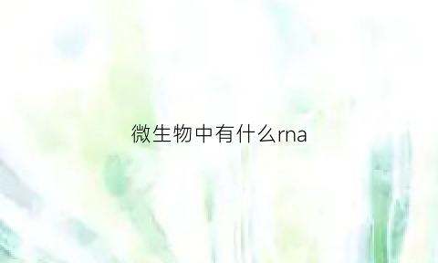 微生物中有什么rna(微生物通常都有)