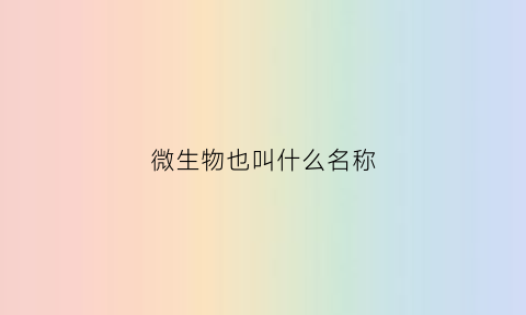 微生物也叫什么名称(微生物的学名是什么)