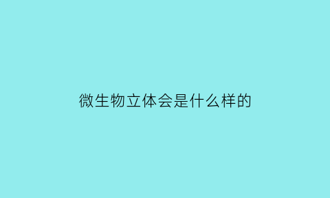 微生物立体会是什么样的(微生物体系)