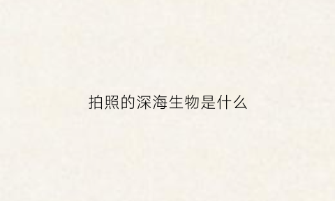 拍照的深海生物是什么(深海相机确实拍摄到了生活在深海中的生物)