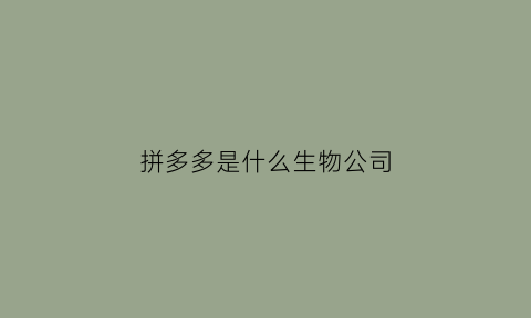 拼多多是什么生物公司