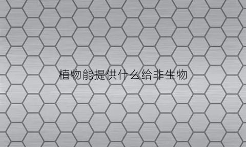 植物能提供什么给非生物(植物可以提供什么)