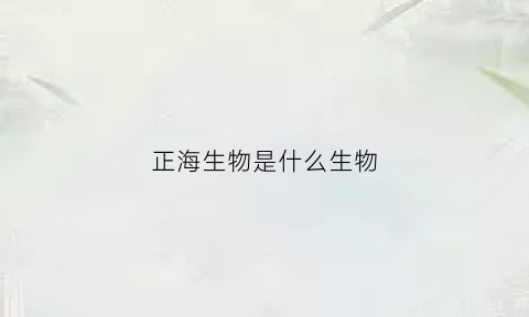 正海生物是什么生物(正海生物是什么生物)