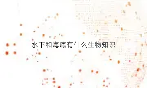 水下和海底有什么生物知识(水下和海底有什么生物知识和特点)