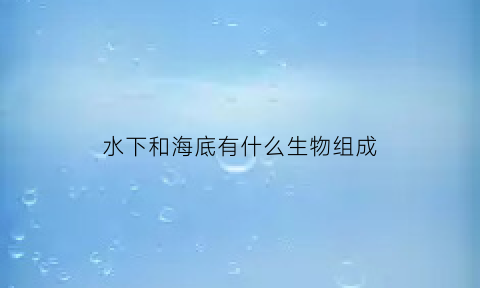 水下和海底有什么生物组成(海底下的水是什么样的)