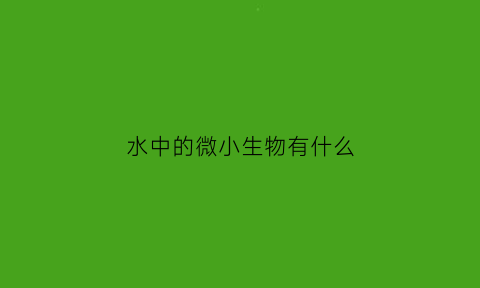 水中的微小生物有什么(水里的微小生物)