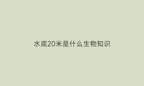 水底20米是什么生物知识(20多米水深的底是些什么鱼)