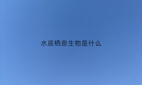水底栖息生物是什么(淡水底栖鱼类)