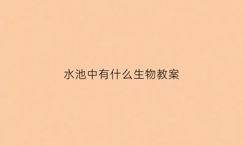 水池中有什么生物教案