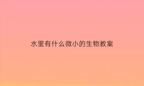 水里有什么微小的生物教案(水中的小生物有什么)