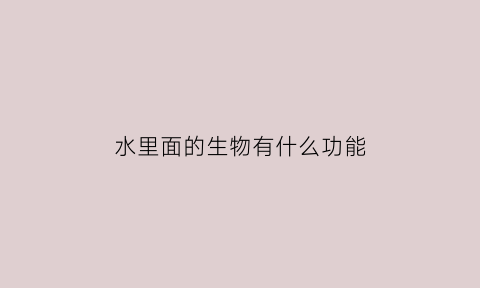 水里面的生物有什么功能(水里面的生物有什么功能和作用)