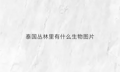 泰国丛林里有什么生物图片(泰国的森林叫什么)