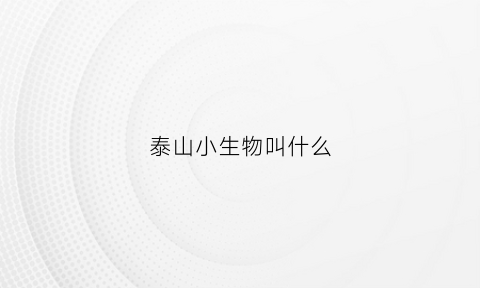 泰山小生物叫什么(泰山小生物叫什么名字来着)