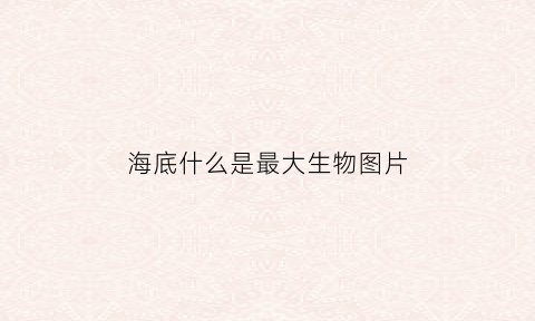 海底什么是最大生物图片(海底最大的海洋生物是什么)