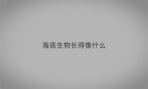 海底生物长得像什么