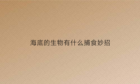 海底的生物有什么捕食妙招(海底的动物有什么捕食妙招)