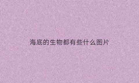 海底的生物都有些什么图片(海底生物有哪些图片)