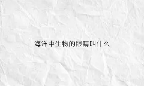 海洋中生物的眼睛叫什么(海洋的眼睛是什么)