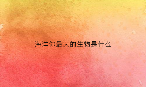 海洋你最大的生物是什么(海洋里最大的生物是什么)