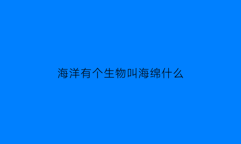 海洋有个生物叫海绵什么(海洋生物有海绵吗)