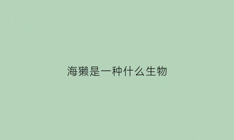 海獭是一种什么生物