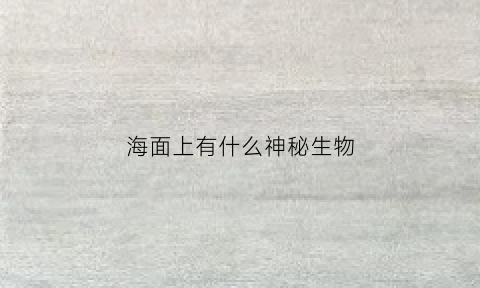 海面上有什么神秘生物