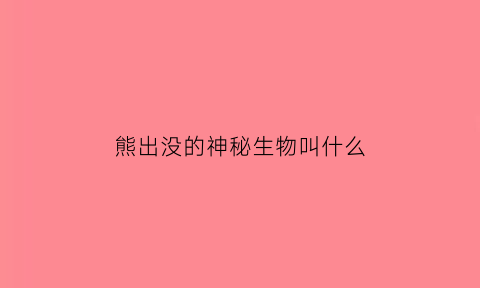 熊出没的神秘生物叫什么(熊出没中的神秘人物)