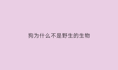 狗为什么不是野生的生物(狗为什么不是野生的生物呢)