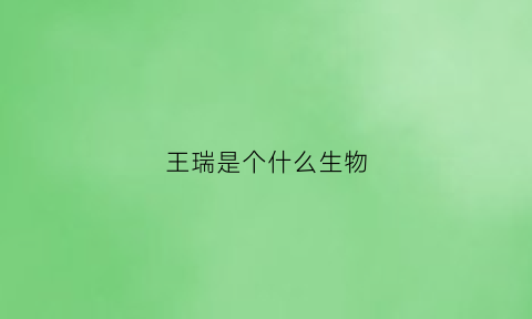 王瑞是个什么生物(王瑞长什么样子)