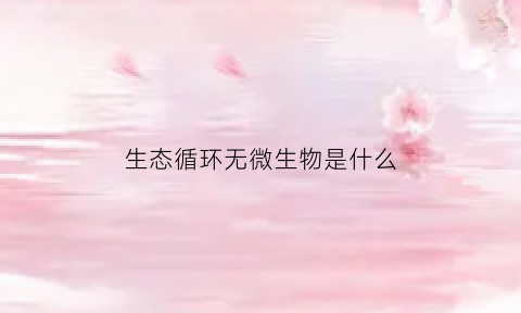 生态循环无微生物是什么(生态循环概念)