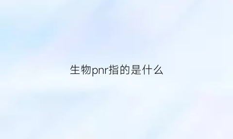 生物pnr指的是什么(pn在生物上什么意思)