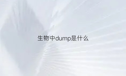 生物中dump是什么(生化中dump是什么)