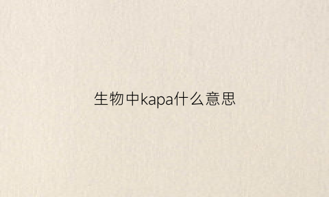 生物中kapa什么意思(kapasybr)