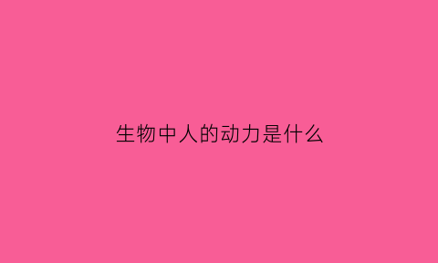 生物中人的动力是什么(人动力的来源)