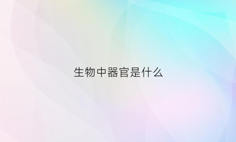 生物中器官是什么