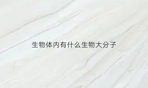 生物体内有什么生物大分子