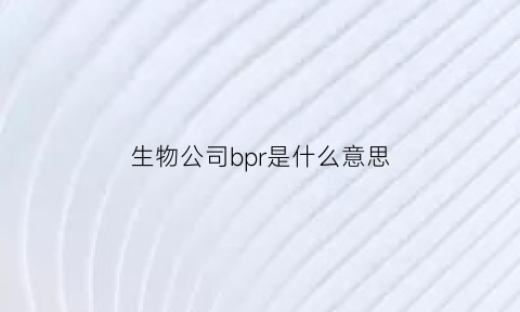 生物公司bpr是什么意思(bp是什么意思生物学上面)