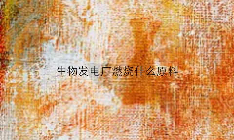 生物发电厂燃烧什么原料(生物质发电厂燃料)
